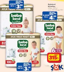 BEBELAND KÜLOT BEZ • MAXİ 100’LÜ/ JUNİOR 82’Lİ/XLARGE 70’Lİ